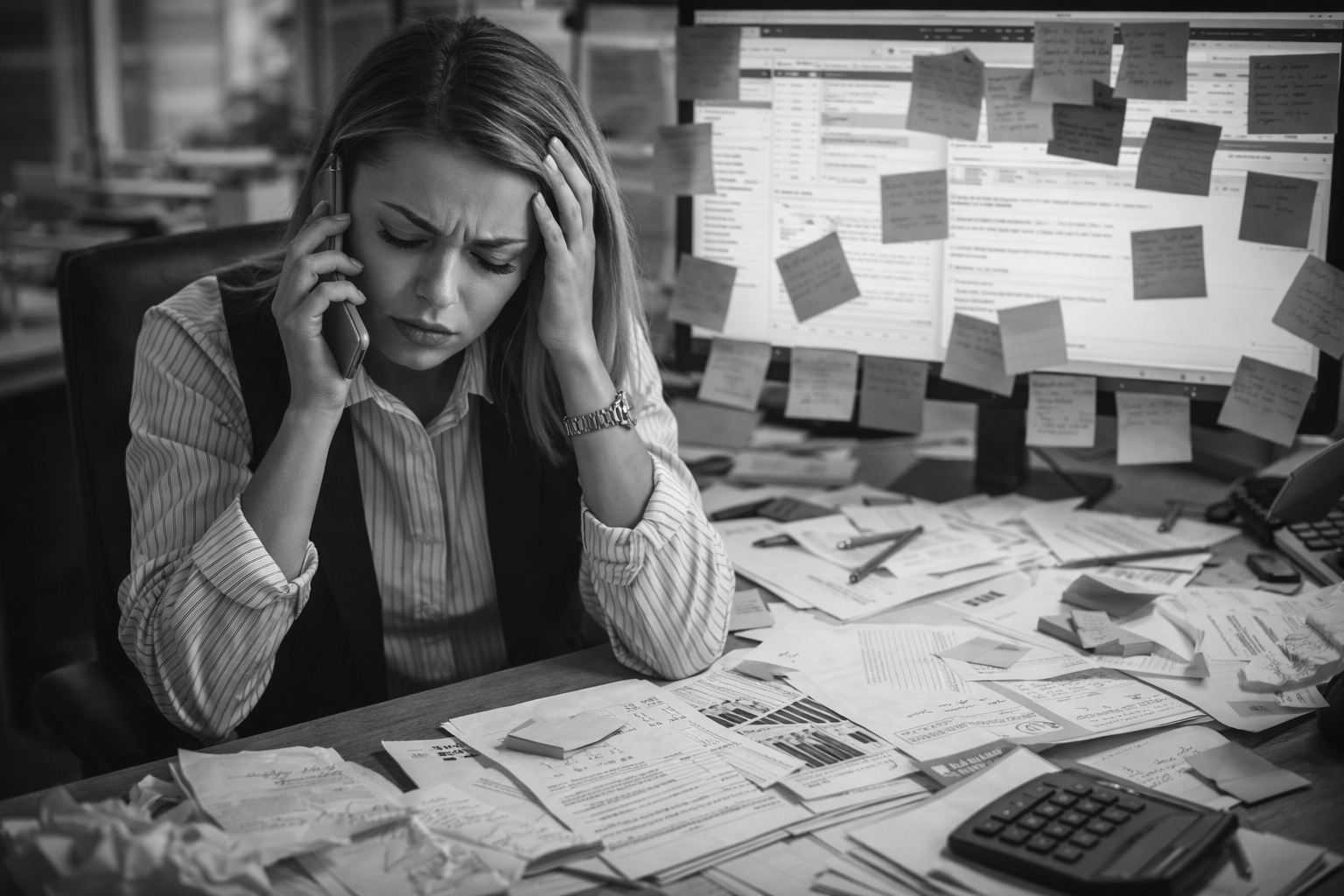 Overwhelmed salesperson before Sales Accelerator Pro